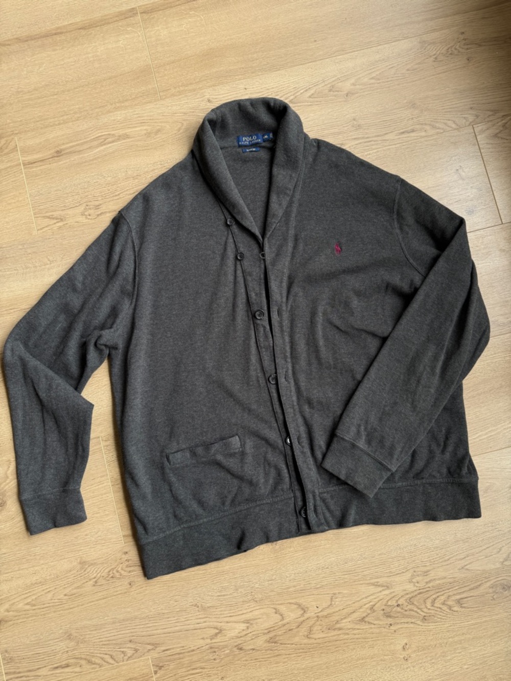 Polo Ralph Lauren Shawl Collar Cardigan XXL Gray Cotton Estate Rib Sweater